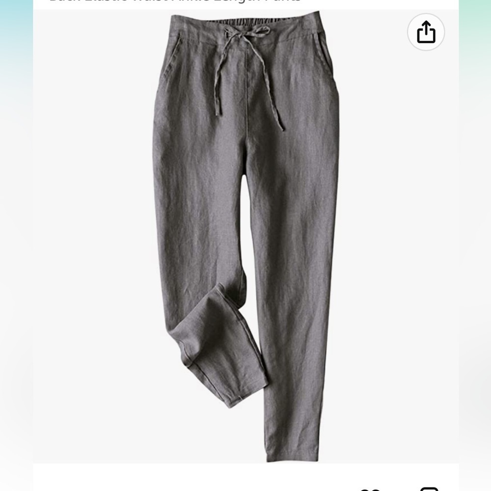 Cropped Linen Tapered Pant - Gray - Size Medium